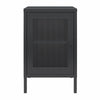 Sunset District Side Table with Perforated Metal Mesh Door - Black