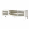 Sunset District Metal TV Stand for TVs up to 65" with Perforated Metal Sliding Doors - White