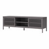 Sunset District Metal TV Stand for TVs up to 65" with Perforated Metal Sliding Doors - Graphite Grey