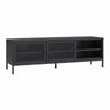 Sunset District Metal TV Stand for TVs up to 65" with Perforated Metal Sliding Doors - Black