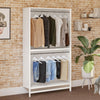 Luxe Extra Wide 2-Shelf Double Clothing Rod Closet Tower - Ivory Oak