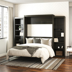 Paramount Queen Wall Bed Bundle with 2 Open Storage Side Cabinets - Espresso - Queen