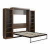 Paramount Queen Wall Bed Bundle with 2 Open Storage Side Cabinets - Columbia Walnut - Queen
