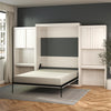 Paramount Queen Wall Bed Bundle with 2 Vanity/Desk Storage Cabinets with Drawers - Ivory Oak - Queen