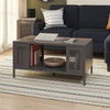 Sunset District Metal Coffee Table with Perforated Metal Mesh Accents - Graphite Grey