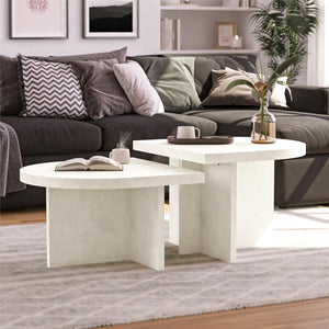 Daytona 2-Piece Modern Coffee Table with Rounded Edges - Plaster
