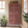 Channing Tall 2-Door Storage Cabinet-Mesh Metal Locker - Terracotta