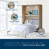 Holly Hills Queen Wall Bed Bundle, 8in Memory Foam Mattress & 2 Wardrobe Side Cabinets - Light Oak