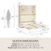 Greenwich Queen Wall Bed with Gallery Shelf and Touch Sensor LED Lighting - Ivory Oak