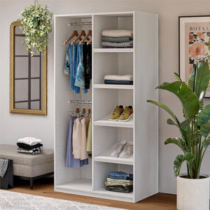Perry Park Modular Extra Wide Wardrobe with Open Shelves - Ivory Oak