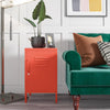 Cache Metal Locker Style Living Room End Table, Orange - Orange
