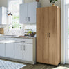 Lory Tall Asymmetrical Cabinet, Natural - Natural