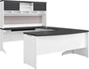 Pursuit U-Shaped Desk with Hutch Bundle, Gray - Gray - N/A