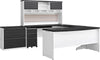 Pursuit U-Shaped Desk with Hutch Bundle, Gray - Gray - N/A