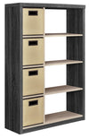 Winlen Bookcase with 4 Bins, Espresso - Espresso - N/A