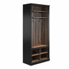Hoffman Entryway Hall Tree with Bench and Storage Cubbies , Black and Walnut - Black