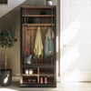 Hoffman Entryway Hall Tree with Bench and Storage Cubbies , Black and Walnut - Black