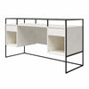 Camley Modern Desk with Fluted Glass Top, 2 Drawers and Storage, Plaster - Plaster