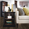 Hoffman Two-Toned Rustic End Table with 2 Open Shelves, Black and Walnut - Black