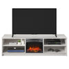 Noble 75" TV Stand with Electric Fireplace Insert and 4 Shelves - Ivory Oak