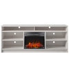 Hendrix 65" TV Stand with Electric Fireplace Insert and 6 Shelves - Ivory Oak