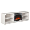 Noble 65” TV Stand with Electric Fireplace Insert and 4 Shelves - Ivory Oak