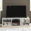 Noble 65” TV Stand with Electric Fireplace Insert and 4 Shelves - Ivory Oak