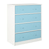 Mya Park Tall Dresser with 4 Fabric Bins, White w/ Blue Bins - White