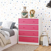 Mya Park Tall Dresser with 4 Fabric Bins - Pink