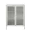 Ashbury Heights 2 Door Accent Cabinet-Fluted Glass Metal Locker - White