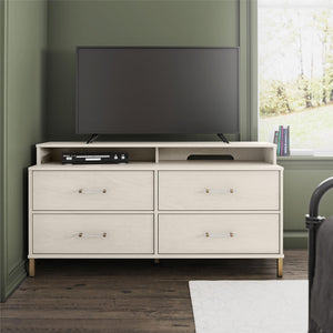 Kalissa Media Dresser for TVs up to 50", White Oak with Gold - White Oak