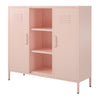 Mission District 2 Door Metal Locker Console Table w/ Storage - Pale Pink