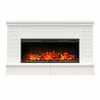 Hathaway Wide Shiplap Mantel with Linear Electric Fireplace and Storage Drawers, White - White