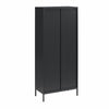 Luna Tall 2 Door Accent Cabinet with Fluted Glass - Black