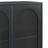 Luna Tall 2 Door Accent Cabinet with Fluted Glass - Black