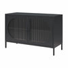 Luna Wide 2 Door Accent Cabinet with Fluted Glass - Black