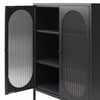 Luna Short 2 Door Accent Cabinet with Fluted Glass - Black
