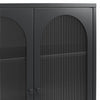 Luna Short 2 Door Accent Cabinet with Fluted Glass - Black