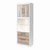 Pinnacle Single Side Cabinet for Wall Beds, Touch Sensor LED Light and Storage - Ironwood