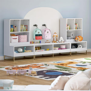 Charlie 3 Piece TV Stand & Toy Storage Organizer / Bookcase Bundle, White - White