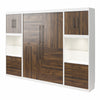 Pinnacle Full Wall Bed Bundle with 2 Side Cabinets & Touch Sensor LED Lighting - Columbia Walnut