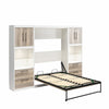 Pinnacle Full Wall Bed Bundle with 2 Side Cabinets & Touch Sensor LED Lighting - Gray Oak
