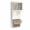 Pinnacle Single Side Cabinet for Wall Beds, Touch Sensor LED Light and Storage - Ironwood