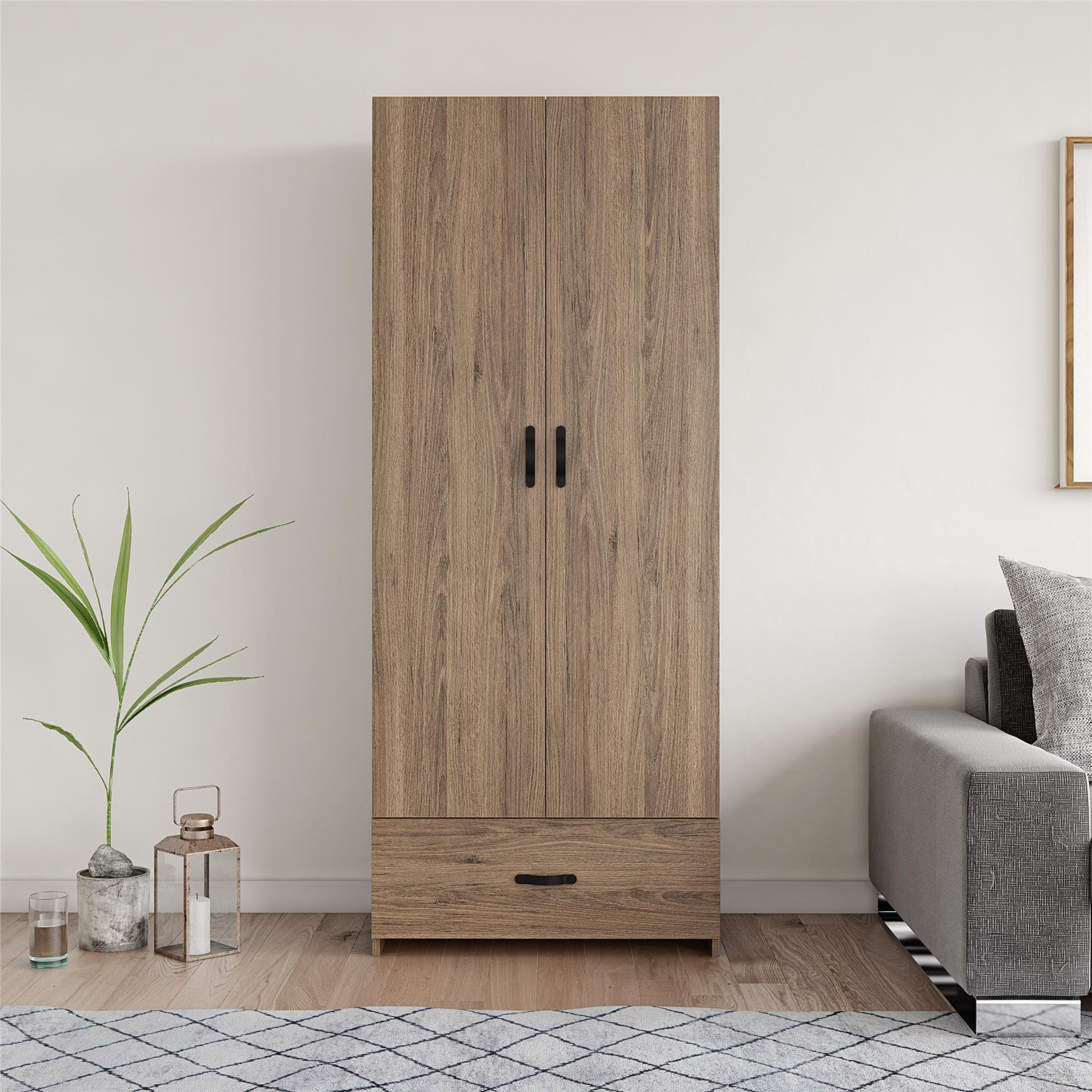 2 Door 1 Drawer Storage Cabinet, Rustic Oak – Ameriwood