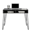Athena Computer Desk with Storage, Black Marble - Black Marble - N/A