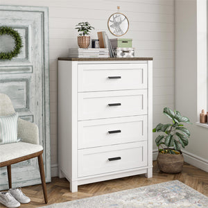 Chapel Hill 4 Drawer Dresser, White - White