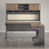 Pursuit L-Shaped Desk with Hutch Bundle, Rustic Oak - Rustic Oak - N/A
