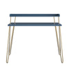 Haven Retro Computer Desk with Riser, Navy with Gold Legs - Navy - N/A