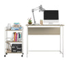 Baylor Desk with Rolling Cart, Pale Oak/White - Pale Oak