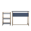 Baylor Desk with Rolling Cart, Navy/Gold - Navy